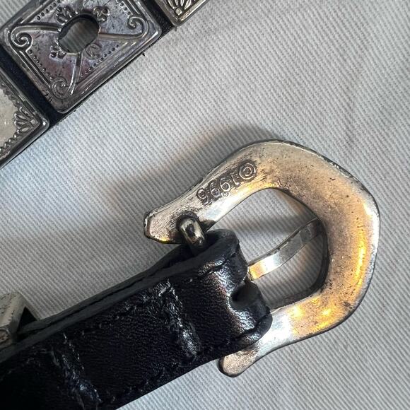 Vintage 90's Brighton Etched Mosaic Talavera Tile leather  Belt - Picture 7 of 8